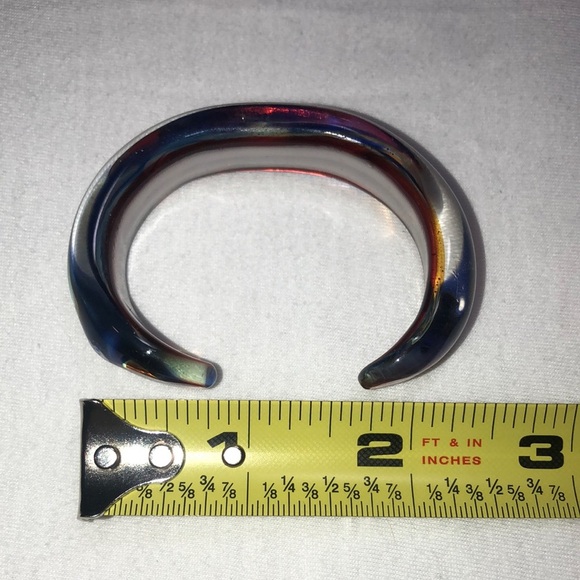 Signed Hand Blown Art Glass Swirl Cuff Bracelet - Picture 7 of 9